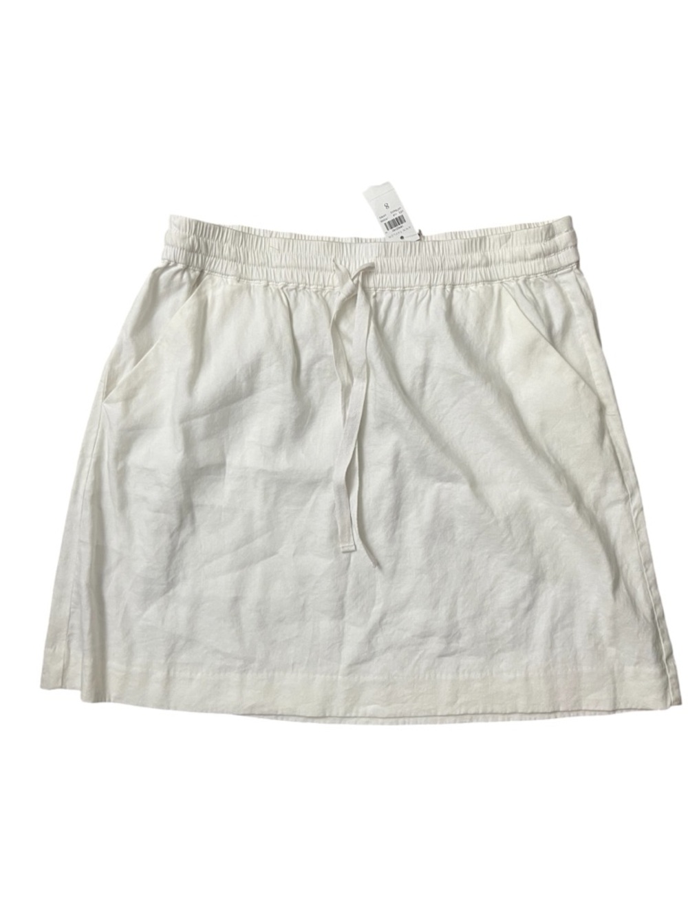 Ann Taylor Linen Blend White Mini Skirt Size 8 Elastic Waist Casual Summer